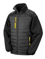 Result Genuine Recycled Recycelte Softshell Jacke mit Stehkragen, Black/Black XS, RT237 – Nero/Giallo