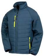 Result Genuine Recycled Recycelte Softshell Jacke mit Stehkragen, Black/Black XS, RT237 – Blu navy/Giallo