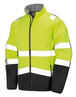 Result Safe-Guard Bedruckbare Sicherheits-Softshelljacke mit Reflexstreifen – Fluorescent Yellow/Black