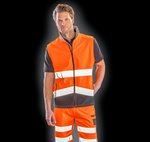 Result Safe-Guard Bedruckbare Sicherheits-Softshell-Gilet mit Reflektoren, Fluorescent Orange/Black S, RT451 – Bild 1