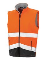 Result Safe-Guard Bedruckbare Sicherheits-Softshell-Gilet mit Reflektoren – Fluorescent Orange/Black