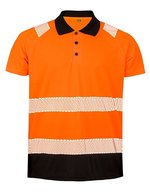 Result Genuine Recycled Recycled Safety Polo mit Stretchkragen – Fluorescent Orange/Black