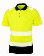 Result Genuine Recycled Recycled Safety Polo mit Stretchkragen – Fluorescent Yellow/Black