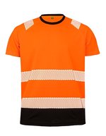 Result Genuine Recycled Recyceltes Sicherheits-T-Shirt mit Reflektoren – Fluorescent Orange/Black
