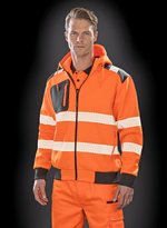 Result Genuine Recycled Recycelter Sicherheits-Hoody mit Reißverschluss, Fluorescent Orange/Black S, RT503 – Bild 1