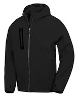 3-Layer Recycled Printable Hooded Casual Softshell Jacket – Black/Black