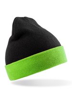 Result Genuine Recycled Recycled Black Compass Beanie aus Polyester-Acryl, Black/Grey One Size, RT930 – Black/Lime