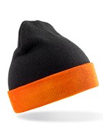 Result Genuine Recycled Recycled Black Compass Beanie aus Polyester-Acryl, Black/Grey One Size, RT930 – Black/Orange