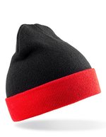 Result Genuine Recycled Recycled Black Compass Beanie aus Polyester-Acryl, Black/Grey One Size, RT930 – Black/Red