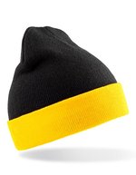 Result Genuine Recycled Recycled Black Compass Beanie aus Polyester-Acryl, Black/Grey One Size, RT930 – Black/Yellow