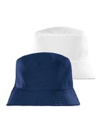 Recycled Reversible Bucket Hat – Marine/Blanc