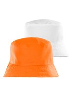 Recycled Reversible Bucket Hat – Orange/Blanc