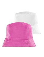 Recycled Reversible Bucket Hat – Rose/Blanc