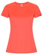 Roly Eco Imola T-Shirt aus Recycling-Polyester für Damen – Fluor Coral 234