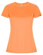 Roly Eco Imola T-Shirt aus Recycling-Polyester für Damen, Black 02 S, RY0428 – Fluor Arancione 223