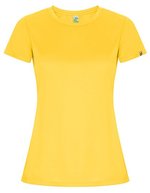 Roly Eco Imola T-Shirt aus Recycling-Polyester für Damen, Black 02 S, RY0428 – Giallo 03