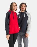 Roly Zweifarbiges Badet Kapuzen-Sweatshirt, Black 02/Heather Grey 58 XS, RY1058 – Bild 1