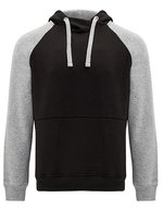 Felpa con cappuccio bicolore – Black 02/Heather Grey 58
