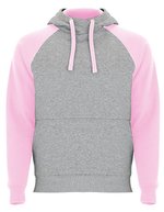 Roly Zweifarbiges Badet Kapuzen-Sweatshirt, Black 02/Heather Grey 58 XS, RY1058 – Melange Grigio 58/Rosa chiaro 48