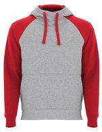 Roly Zweifarbiges Badet Kapuzen-Sweatshirt, Black 02/Heather Grey 58 XS, RY1058 – Melange Grigio 58/Rosso 60