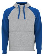 Roly Zweifarbiges Badet Kapuzen-Sweatshirt, Black 02/Heather Grey 58 XS, RY1058 – Melange Grigio 58/Blu reale 05