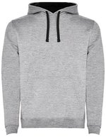 Roly Urban Sweatshirt mit Kapuze für Herren, Black 02 S, RY1067 – Melange Grigio 58/Nero 02