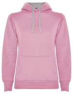 Roly Urban Kapuzen-Sweatshirt mit Daumenöffnungen für Damen, Black 02 M, RY1068 – Rosa chiaro 48/Melange Grigio 58