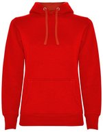 Roly Urban Kapuzen-Sweatshirt mit Daumenöffnungen für Damen, Black 02 M, RY1068 – Rosso 60