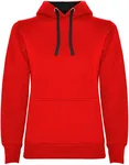 Roly Urban Kapuzen-Sweatshirt mit Daumenöffnungen für Damen, Light Pink 48/Heather Grey 58 XL, RY1068 – Red 60/Black 02