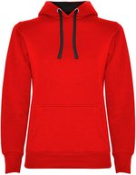 Roly Urban Kapuzen-Sweatshirt mit Daumenöffnungen für Damen, Black 02 M, RY1068 – Rosso 60/Nero 02