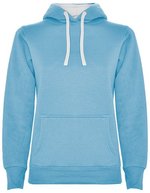Roly Urban Kapuzen-Sweatshirt mit Daumenöffnungen für Damen, Black 02 M, RY1068 – Azzurro cielo 10/Bianco 01