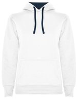 Roly Urban Kapuzen-Sweatshirt mit Daumenöffnungen für Damen, Black 02 M, RY1068 – Bianco 01/Blu navy 55