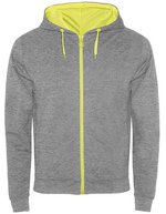 Fuji Sweat-Jacke mit fluoreszierenden Akzenten – Heather Grey 58/Fluor Yellow 221