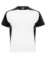 Roly Sport Bugatti T-Shirt mit Kontrasteinsätzen, Black 02/White 01 S, RY6399 – White 01/Black 02