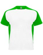 Roly Sport Bugatti T-Shirt mit Kontrasteinsätzen, Black 02/White 01 S, RY6399 – White 01/Fern Green 226