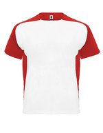 Roly Sport Bugatti T-Shirt mit Kontrasteinsätzen, Black 02/White 01 S, RY6399 – White 01/Red 60