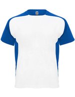 Roly Sport Bugatti T-Shirt mit Kontrasteinsätzen, Black 02/White 01 S, RY6399 – White 01/Royal Blue 05