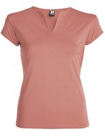Roly T-Shirt Belice mit V-Ausschnitt für Damen, White 01 S, RY6532 – Clay Orange 266
