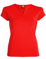 Roly T-Shirt Belice mit V-Ausschnitt für Damen, White 01 S, RY6532 – Rouge 60