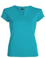 Roly T-Shirt Belice mit V-Ausschnitt für Damen, White 01 S, RY6532 – Turquoise 12