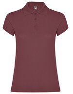 Roly Poloshirt Star, taillierter Schnitt für Damen, White 01 L, RY6634 – Bacca Rosso 169