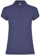 Roly Poloshirt Star, taillierter Schnitt für Damen, White 01 L, RY6634 – Jeans Blu 86