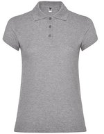 Roly Poloshirt Star, taillierter Schnitt für Damen, White 01 L, RY6634 – Melange Grigio 58