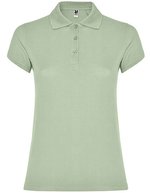 Roly Poloshirt Star, taillierter Schnitt für Damen, White 01 L, RY6634 – Mist Verde 264
