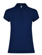 Roly Poloshirt Star, taillierter Schnitt für Damen, White 01 L, RY6634 – Blu navy 55