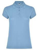 Roly Poloshirt Star, taillierter Schnitt für Damen, White 01 L, RY6634 – Azzurro cielo 10