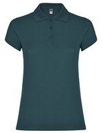 Roly Poloshirt Star, taillierter Schnitt für Damen, White 01 L, RY6634 – Tempesta Blu 170