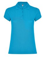 Roly Poloshirt Star, taillierter Schnitt für Damen, White 01 L, RY6634 – Turchese 12