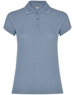 Roly Poloshirt Star, taillierter Schnitt für Damen, White 01 L, RY6634 – Zen Blu 263
