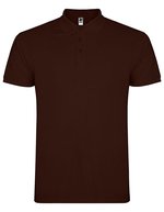Roly Baumwoll-Polo mit Rippkragen und Seitenschlitzen, White 01 L, RY6638 – Chocolat 87